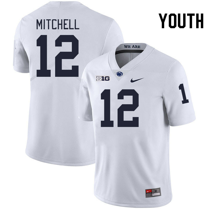 Youth #12 Jon Mitchell Penn State Nittany Lions College Football Jerseys Stitched-White